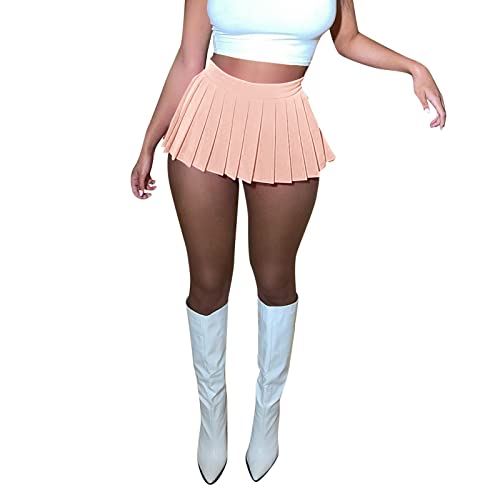 Minissaias plissadas femininas sexy clube Y-2k cintura alta elástico tênis skater saia evasê mini sa