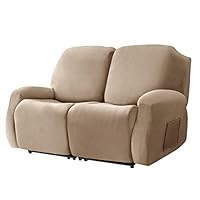 Copridivano In Velluto Per Poltrona Relax 2 Posti - Set 6 Pezzi, Elasticizzato, Colore Borgogna