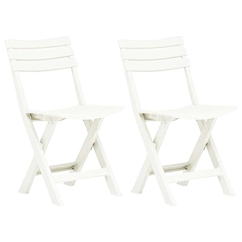 Homgoday Sillas de jardín Plegables 2 Unidades plástico Blanco sillones de Jardin sillas Jardin Exterior sillas terraza Exterior sillas Modernas Jardin