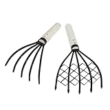 Toddmomy Outils 2 Pièces 5 Râteau De Mer Râteau à Feuilles De Pelouse Râteau De Jardinage Râteau à Huîtres Râteau à Palourdes Râteau Râteau à Homard En Bois Coquille D'huître Fruit De Mer