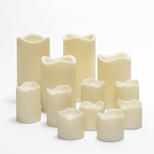 Indoor Outdoor Candles - Flameless LED Plastic Candle Set of 12, Water Resistant, Warm White and Color Changing Glow, Batteries Included - Thumbnail 4
