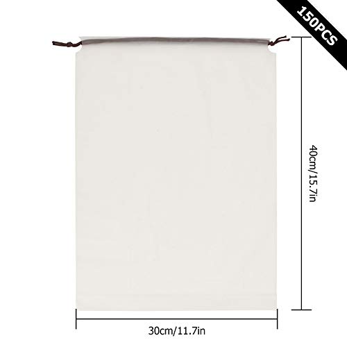 150 Pack Shoe Bags for Travel - 15.7\" x 11.7\" Large Clear Drawstring Bags - Waterproof Shoe Storage Dust Bags for Packing, Organization, Traveling - Thumbnail 2