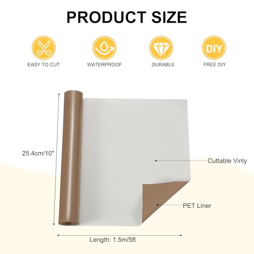 Vinyle adhésif permanent marron 25,4 cm x 1,5 m pour découpe