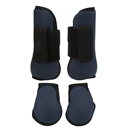 Gavigain Horse Leg Protection Boots, Adjustable Fit, Breathable PU Material, Injury Prevention, for Training, Jumping, and Racing (A Set of Navy XL)