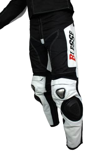 Motorcycle Suit Two Piece For Men In Leather & Textile Motorbike Biker Riding Suit With Armor Protection Ce (Black-White, Xxl) #TOP2