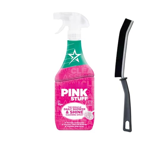 Daily Shower and Shine Spray 850 ml with Crevice Cleaning Brush | Bathroom Cleaner Duo Prevents Limescale, Soap Scum & Watermarks | Multi-Surface Spray for Daily Use