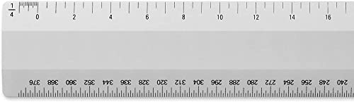 Alumicolor Architect 12 Inch Ruler W/ 4 Bevel Scale For Drawing, Drafting & Engineering, Left To Right Calibrations Divided By 1/32, 1/16, 1/8, 1/4, Silver #TOP4