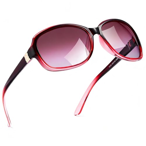 Image of SIPHEW Polarized Sunglasses for Women | UV400 Protection | Vintage Sun Glasses,Wraparound Shade,Lightweight & Comfortable,Big Sunnies eyewear,Driving,Outdoors