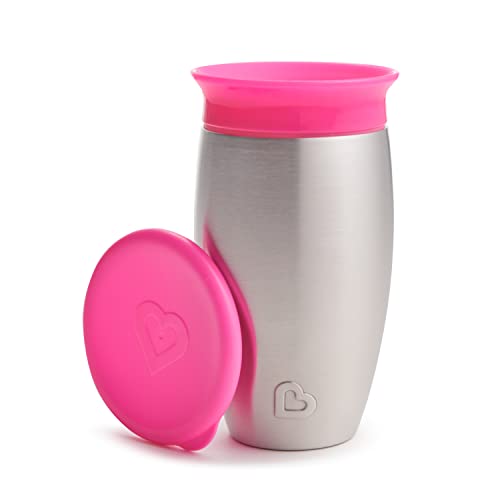 Munchkin® Miracle® Stainless Steel 360 Toddler Sippy Cup, 10 Ounce, Pink #TOP24
