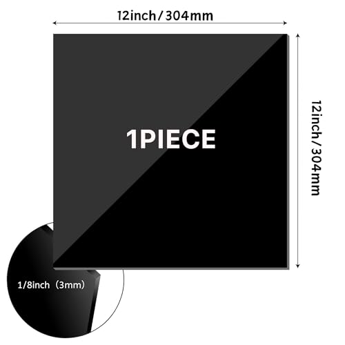 Image of Black Acrylic Sheets 12 inch x 12 inch, 1 /8 inch Thick, 4-Pack