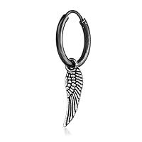 Algopix Similar Product 16 - Angel Wing Single Earring  Mens Black