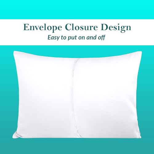 Travel Pillow Case 12x16 Size Set of 2 Envelope Closure Toddler Pillowcase 600 Thread Count 100% Soft Egyptian Cotton Travel Pillow Covers 12 x 16, White Solid