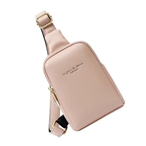 Bolso de pecho rosa Angoily de cuero sintético con doble bolsillo diario