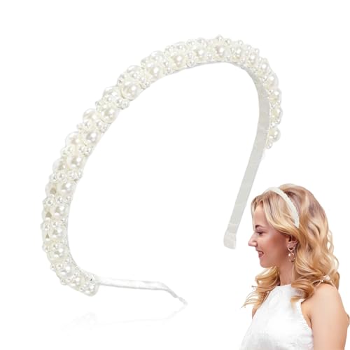 XUZOPIM Pearl White Pearls - Fascia per capelli da donna, stile retrò, accessorio per capelli