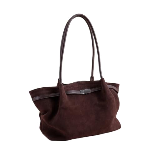 Grand sac cabas trapèze café effet givré avec grande bandoulière femme