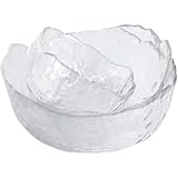 SearEase ゴールドリム ガラス サラダボウル フルーツボウル デザートボウル ガラス食器 ピクルス皿 フルーツサラダ すりガラス 家庭用 食器洗い機対応 スタイリッシュ 3個セット (透明) [並行輸入品]