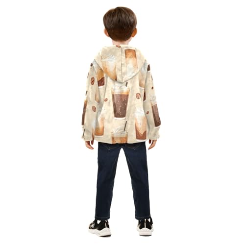 Iced Coffee Girls Fleece Jacket Girls Fall Jacket Girls Zip Up Hoodie Girls Sherpa Jacket 2-10T4