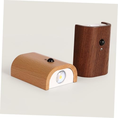 Aplique de pared LED sensor movimiento recargable madera pasillo 4