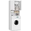 AKORD | Armadio Pensile per Lavatrice | Armadio di trasformazione con 2 ante, 2 Ripiani Aperti | Archivio per bagno | Cassettiera per lavatrice | 64x180x30 cm | Peso 30 kg | Bianco