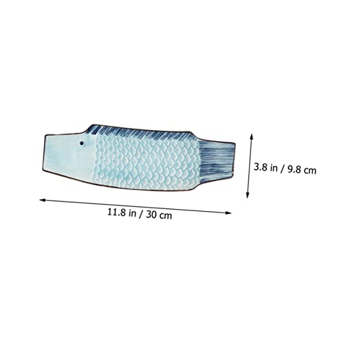 Plato decorativo cerámico con forma de pescado para sushi miniatura 2