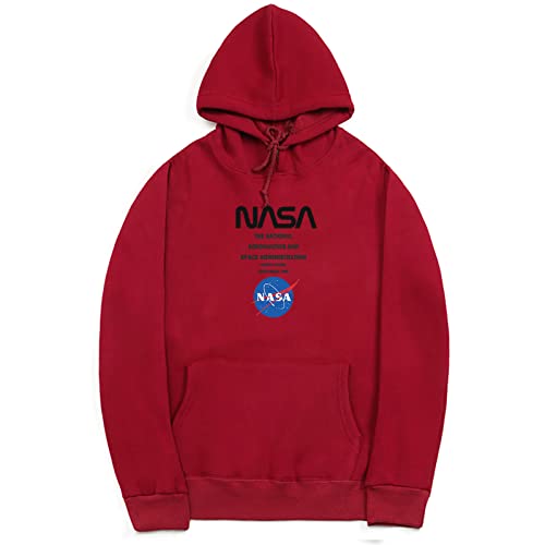 BAIMORE Unisex NASA Letter Print Pullover Sweatshirt Long Sleeve Crew Neck Drawstring Hoodie Jacket