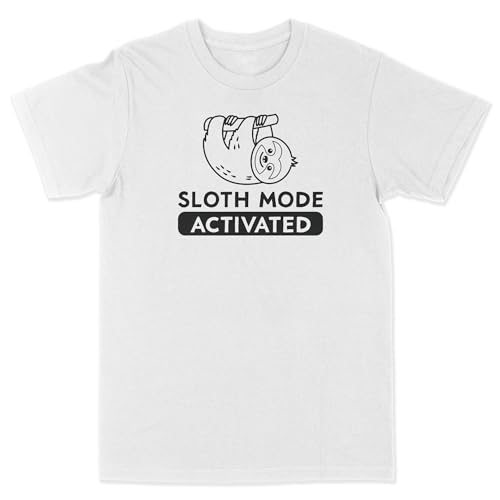 Print Cartel Sloth Mode Lazy Mens Tshirt Funny Mens UK T Shirt, XL, White