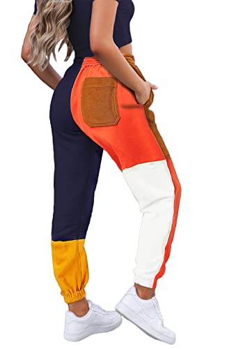 Waitfairy Sweatpants Women - Joggers for Women High Waist Baggy Sweat Pants for Womens Joggers Workout Gym Clothes for Woman Multicolor XL