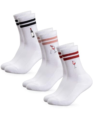 Occulto Damen & Herren Motiv Tennissocken 3er Pack (Modell: Rio), Statement Tennis Socken Wein 39-42
