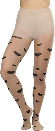 Image of ToBeInStyle Women's Valentine Day Themed Opaque Sheer Pantyhose w /Heart Love