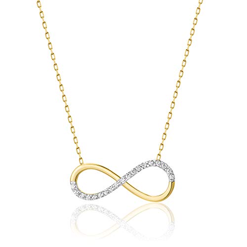 14 Karat 585 Gold Halskette Mit Zirkonia Unendlichkeit Anhänger Cover