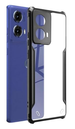 Image of BATCHONE Polycarbonate Shockproof Cover Case Compatible for Motorola Moto Edge 50 Fusion 5G 360 Degree Protection /Transparent Back Case (Black Bumper) (Pack of 1)