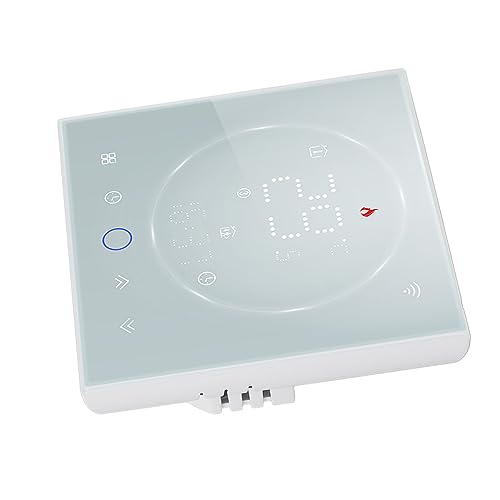 Rcniso Termostato Doméstico Inteligente Programable AC95~240V Control de Voz Pantalla LED IP20 Termostato WiFi Inteligente de Ahorro de Energía para Calefacción Eléctrica (Blanca)