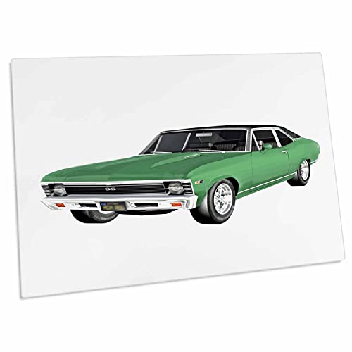 3dRose Boehm Graphics Car - 1968 Green Muscle Car - Desk Pad