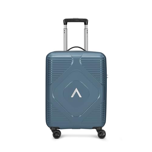 Image of Aristocrat Crystal Cabin Trolley Bag 55cm | Small Hard Luggage | 8-Wheel Suitcase for Travel | Combination Lock with Anti-Theft Zipper | Polypropylene | 3 Years International Warranty (Teal Blue)
