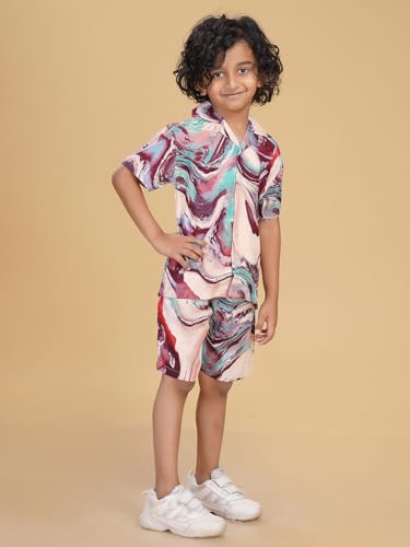 Image of Ninos Dreams Boys Cotton Rayon Coord Set with shorts /Holiday Shirt & Shorts
