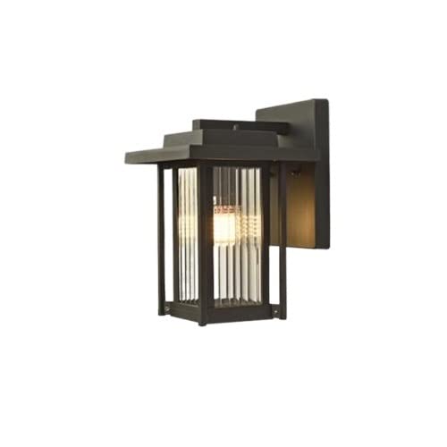 Lampe murale extérieure étanche en aluminium noir et verre rayé pour jardin