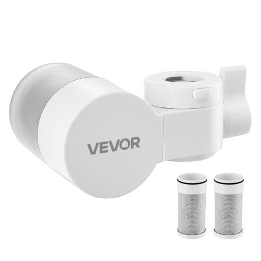 VEVOR Faucet Mount Water Filter, Horizontal Water Purifier for Sink Tap, NSF Certified Carbon Fiber Filter, Removes Chlorine Lead with 3 Filters, Fits Most Kitchen or Bathroom Faucets, White