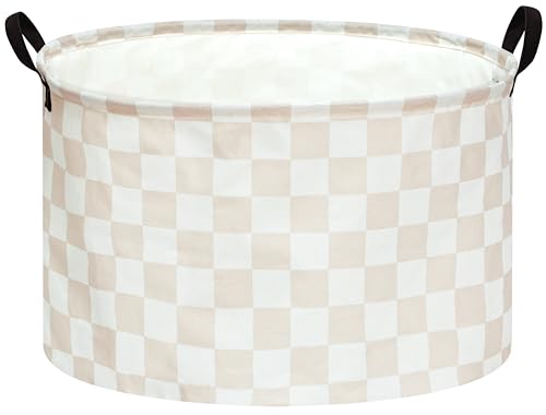 Image of MAIZMZ Checkered Storage Basket Extra Large 80L Kids Hamper Baby Laundry Basket Waterproof Toys Car Organizer Collapsible Canvas for Home /Dorm /Pet /Office /Closet /Shelf /Gift Baskets