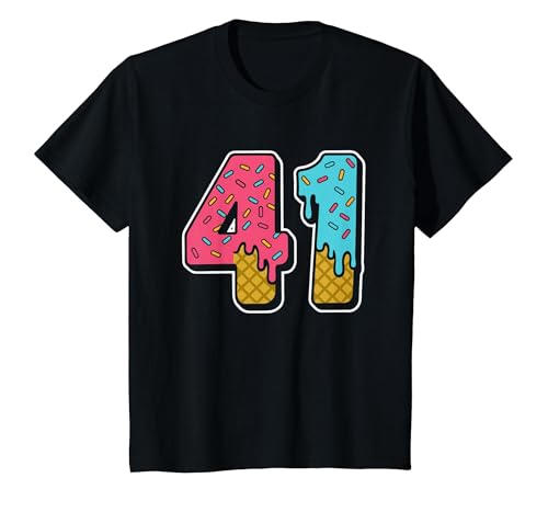 41 Ice Cream Drip Meme Forty One Four Gen Alpha Slang T-Shirt, Youth, Black, Medium