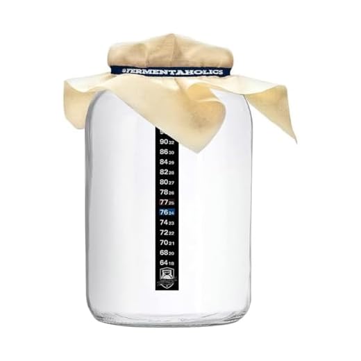 Fermentaholics One Gallon Glass Kombucha Jar with Breathable Muslin Cloth Cover, and Rubber band | Perfect SCOBY Home For Anyone Looking To Brew Their Own Kombucha | American-Made Glass Jar (1)