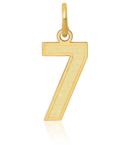 IceCarats 14K Solid Yellow Gold Small Number 7 Pendant Necklace 14.32mm 0.6 inch Satin, Matte For Her