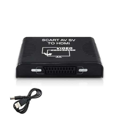 HBFQMDJLX SCART/CVBS/SVIDEO/AV to HDMI Converter, 1080P HD, Audio Video Synchronization, Gold-Plated Ports,Applicable to laptops/desktops/Set-top Boxes/Monitors/TVS/projectors