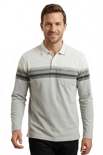 Image of Full Sleeve Polo T Shirt for Men Cotton with Pocket and Collar - Regular Fit Tshirt