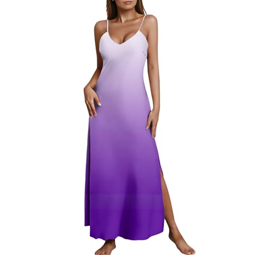 Plaid Spaghetti Strap Maxi Dress Womens Summer Sleeveless V Neck