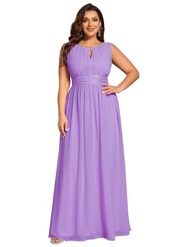 Image of Ever-Pretty Plus Women's Round Neck Sleeveless Empire Waist Maxi Plus Size Formal Gowns Bridesmaid Dresses