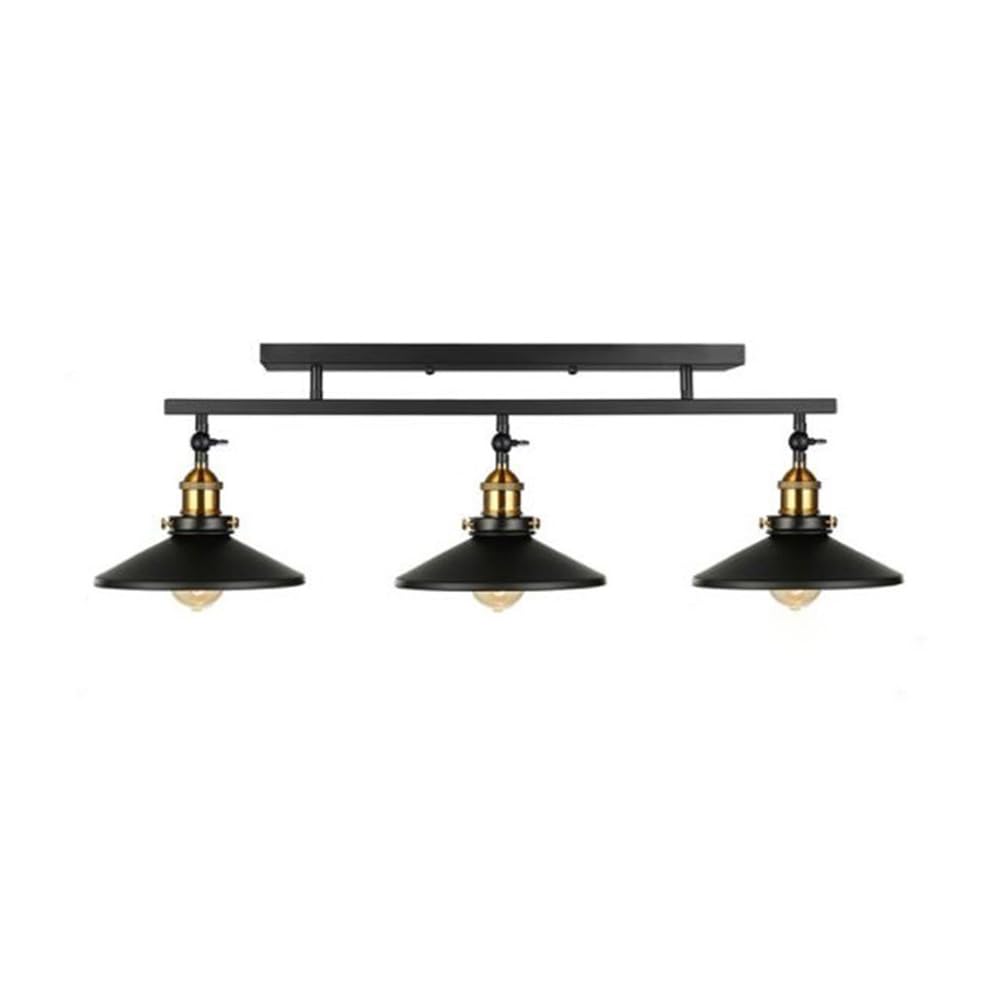 Plafonnier industriel 3 lumières noir E27 en fer pour loft