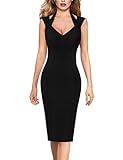 VFSHOW Womens Black V Halter Neck Celebrity Pleated Fitted Cocktail Party Bodycon Pencil Dress 9331...