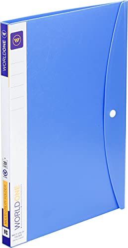 Image of Worldone FC (Foolscap Size) | Multi-Utility Document Folder | 40 Top-Loading Sleeves | Snap Button Closure | Durable 0.75mm Virgin PP Sheet | Ideal for Office, School & College | Blue (Pack of 2)