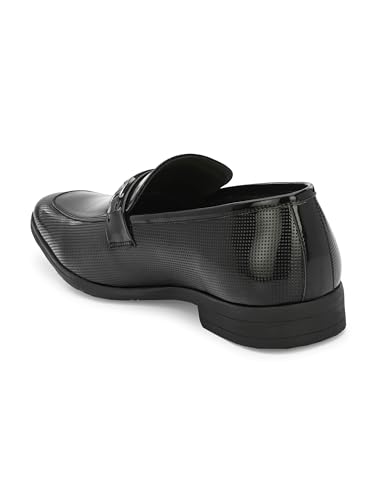 Image of San Frissco Men's Formal Loafers Leatherette Trending Glossy Shine Shoes,Semi Casual Cushioned Footbed Formal Shoes for Party, Slip-On Loafers, Lightweight and Comfortable Shoes