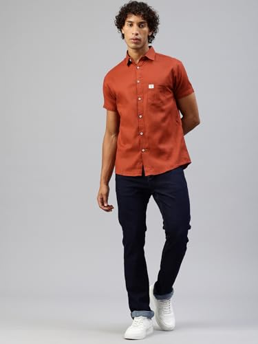 Image of Majestic Man Men Slim Fit Pure Cotton Solid Half Sleeve Casual Shirt